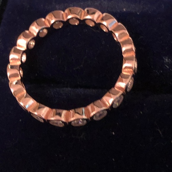 NWOT Sterling Silver Rose Goldplate Cubic Zirconia Anniversary Ring - Picture 4 of 9